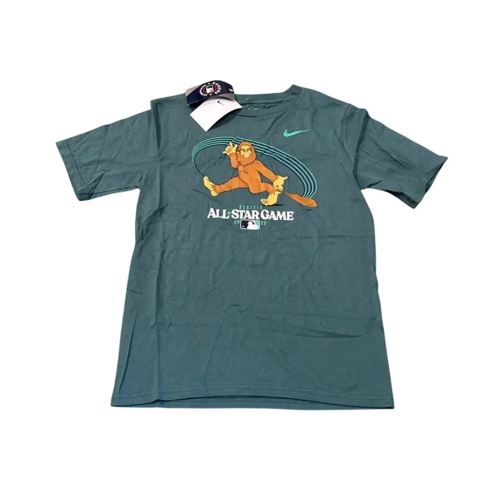 Kids Aqua 2023 Seattle Mariners MLB All-Star Game Bigfoot Shirt Large L New NWT